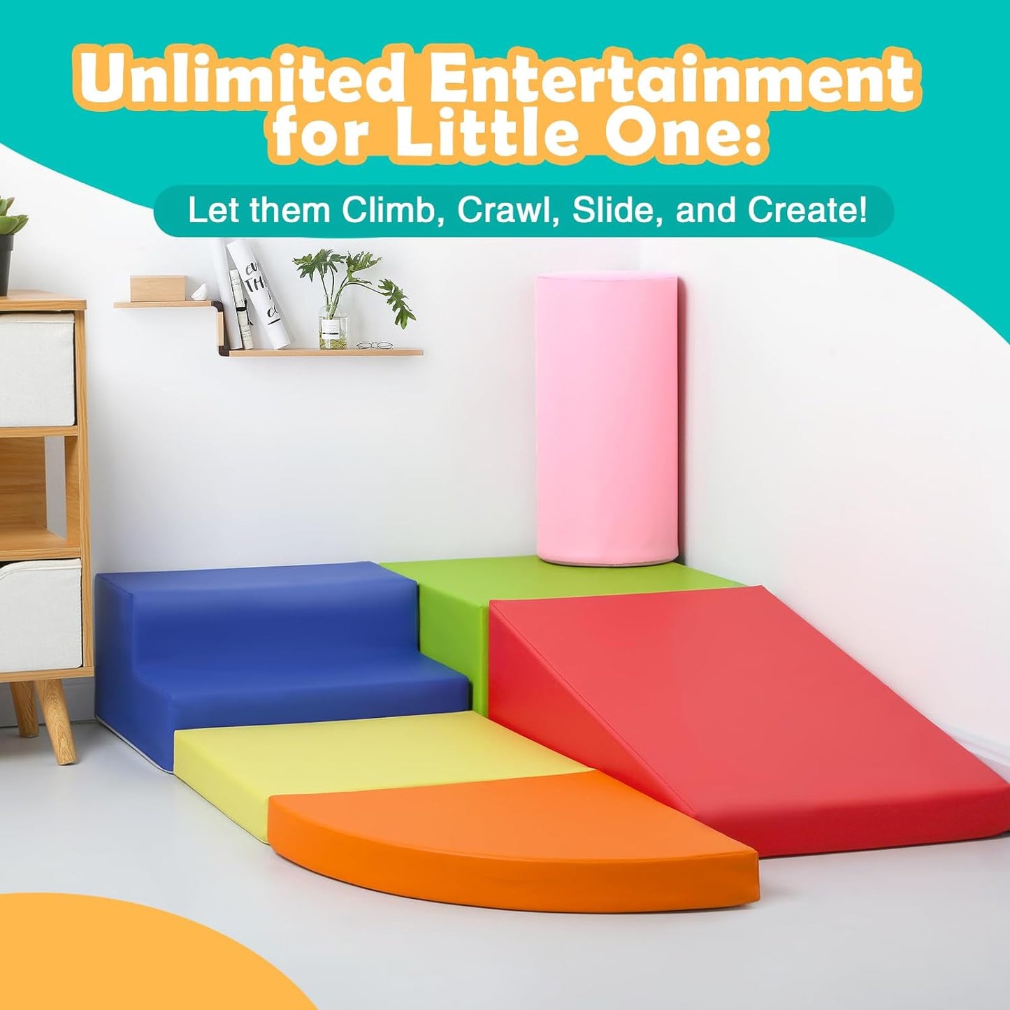 Set of 6 Foam Climbing Blocks for Toddlers - Indoor Baby Climbing Toys for Toddlers