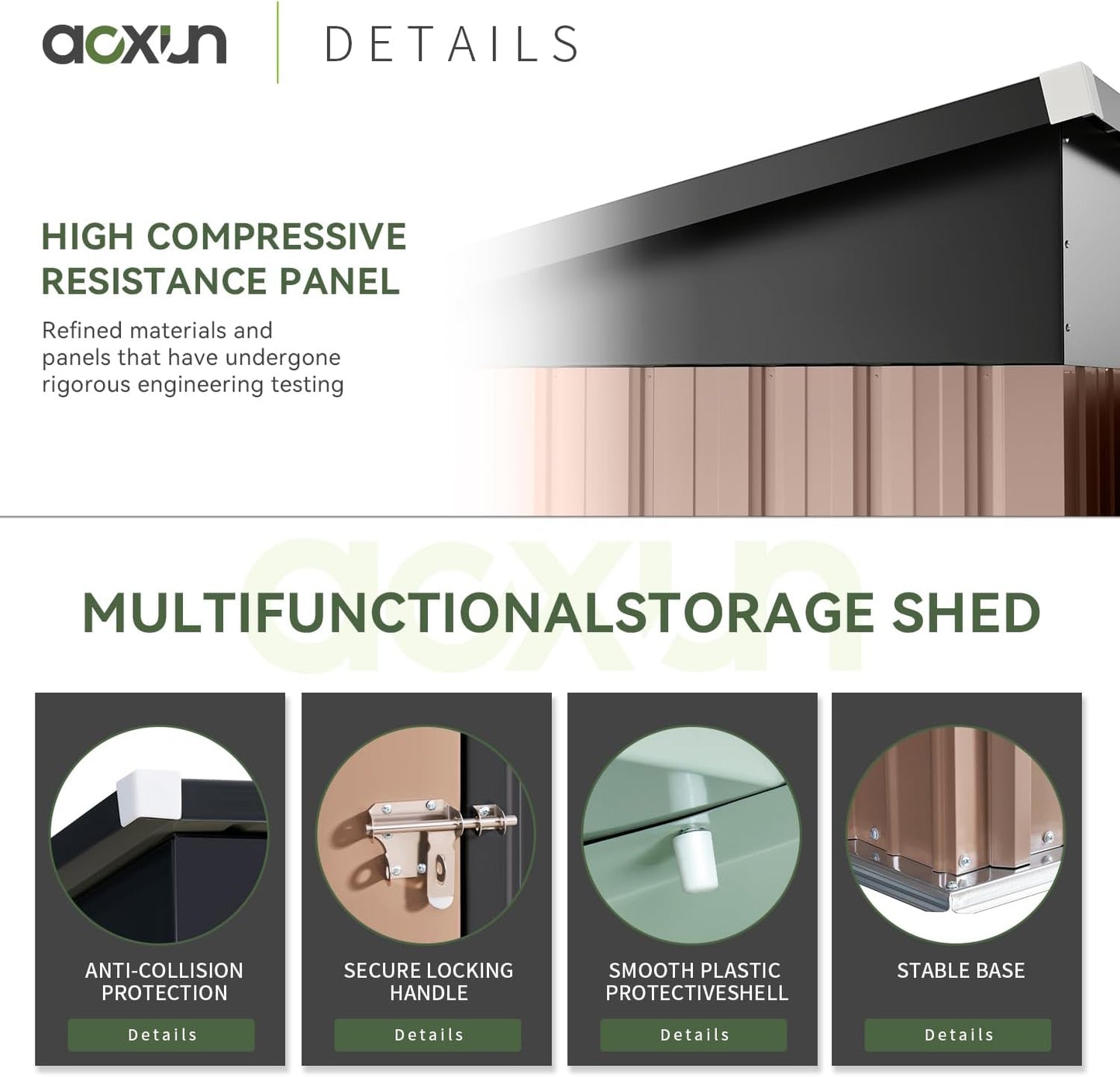 Aoxun 5x2.7 FT Outdoor Metal Storage Shed - Durable Water-Resistant Galvanized Steel, Sloping Roof Design, Lockable Door - Ideal for Tool Storage on Lawn, Patio & Backyard (Black)