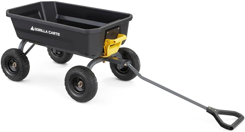 7GCG-NF Heavy-Duty Poly Dump Garden Cart with No-Flat Tires, 7 Cubic Feet, 1200-Pound Capacity, Black, Amazon Exclusive