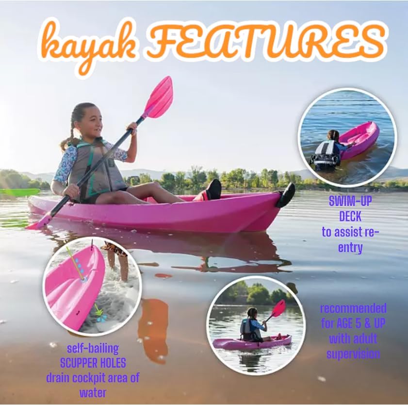 The Wave 6' Youth Kayak with Paddle. Designed for Stability and Safety, It's The Perfect Choice for Young Paddlers Ready to Conquer The Water