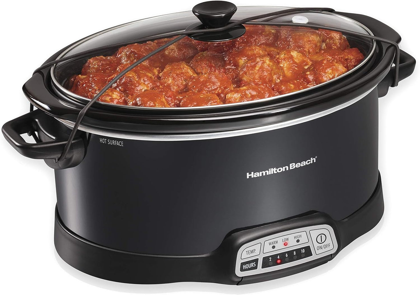 Portable 7-Quart Programmable Slow Cooker with Bowl Scraper, Stainless Steel