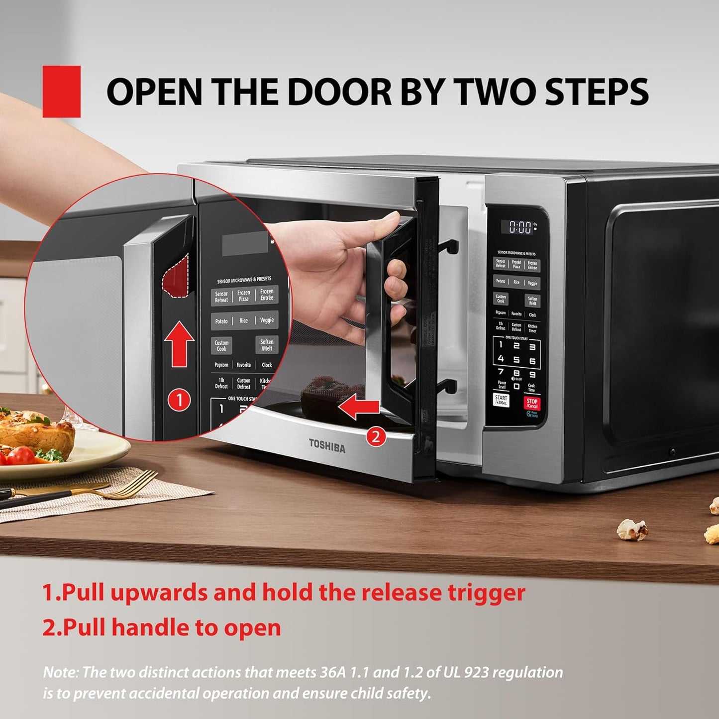 Air Fryer Combo 8-in-1 Countertop Microwave Oven, with Convection, Broil, Odor Removal Mode, 12.4" Position Memory Turntable, Child-Lock, 1.0 Cu.ft, Black Stainless Steel, ML2-EC10SA(BS)