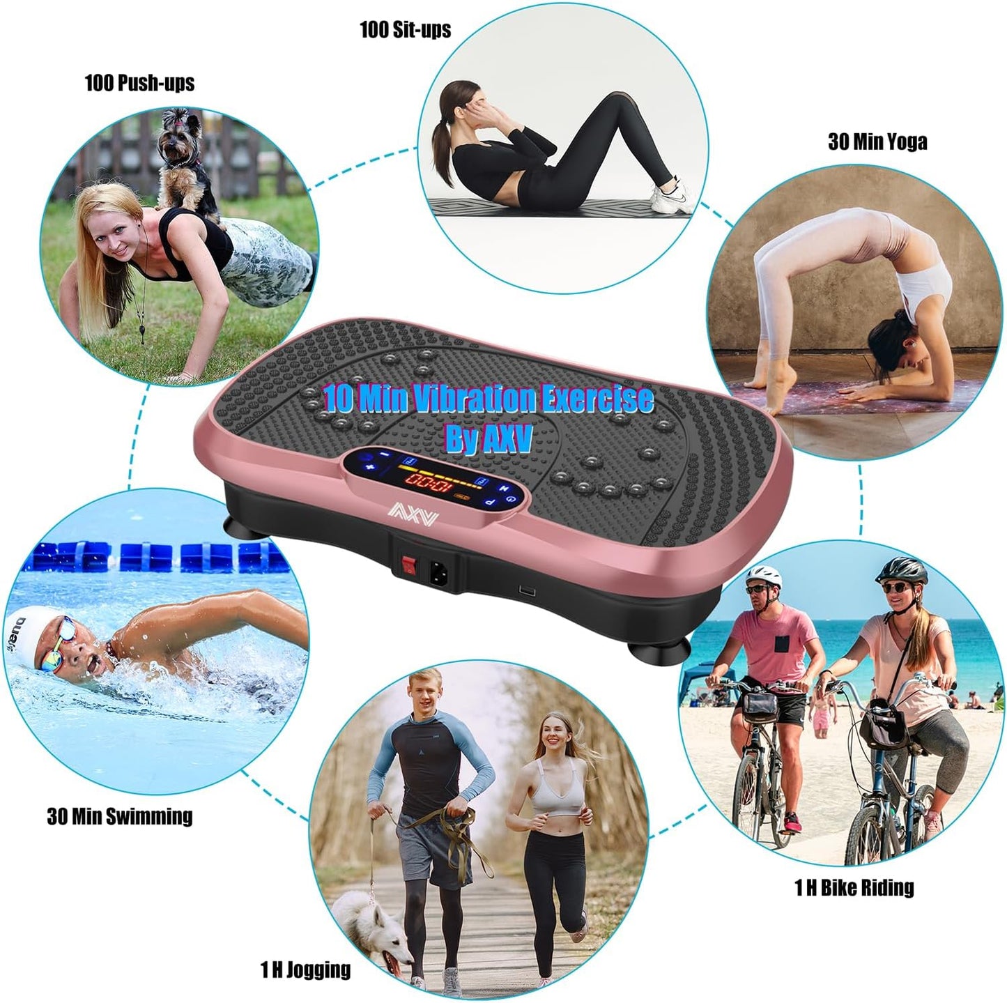 Vibration Plate Fitness Platform Exercise Machine Vibrating Lymphatic Drainage Shaking Full Body Shaker Workout Vibrate Stand Shake Board Sport Gym for Weight Loss Fat Burner for Women Men