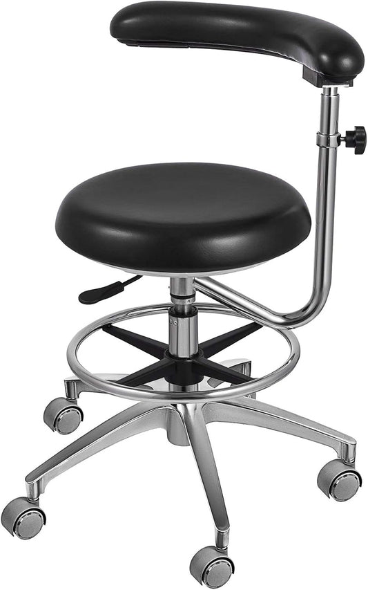Medical Dental Stool Dentist Chair with 360 Degree Rotation Armrest PU Leather Assistant Stool Chair Height Adjustable Doctor Chair