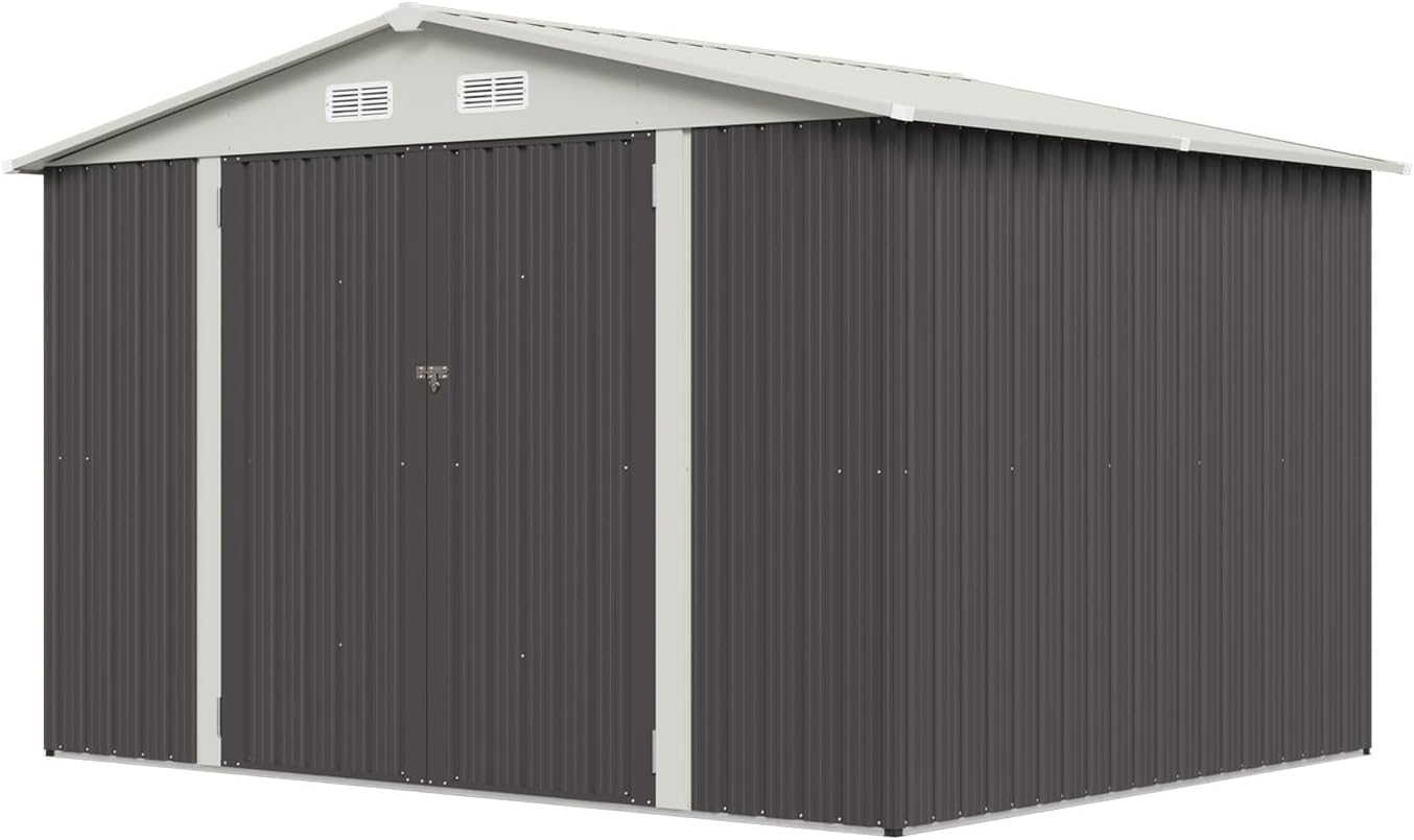 Aoxun 5x2.7 FT Outdoor Metal Storage Shed - Durable Water-Resistant Galvanized Steel, Sloping Roof Design, Lockable Door - Ideal for Tool Storage on Lawn, Patio & Backyard (Black)