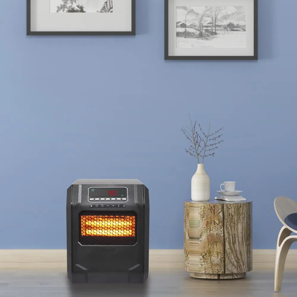 Portable Space Heater, 750W/1500W Small Infrared Heater w/ Remote, LED Display, 3 WorModes, Safe Electric Heater for Home Office Bedroom with Overheat Protection, 11.58′′ x 9.72′′ x 12′′, Q6153