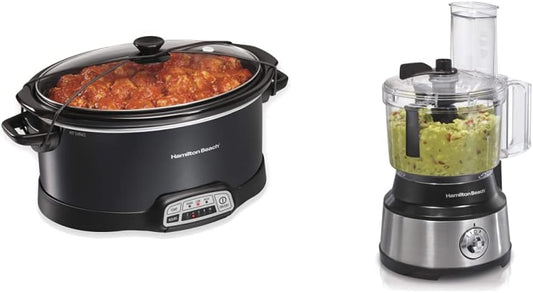 Portable 7-Quart Programmable Slow Cooker with Bowl Scraper, Stainless Steel