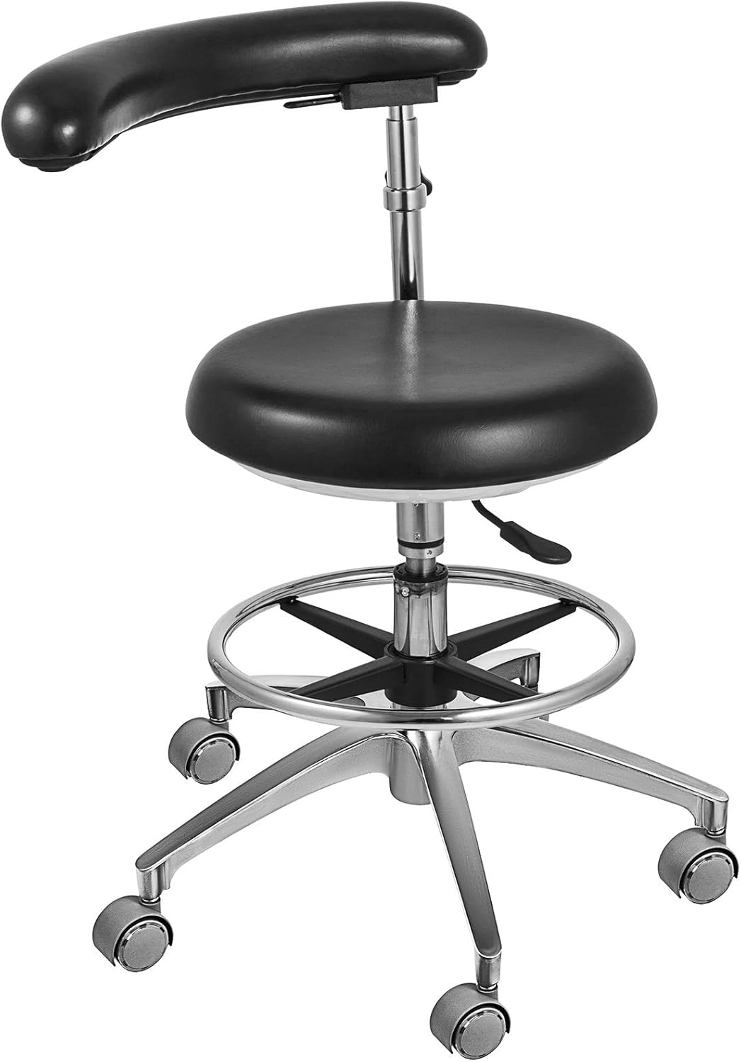 Medical Dental Stool Dentist Chair with 360 Degree Rotation Armrest PU Leather Assistant Stool Chair Height Adjustable Doctor Chair