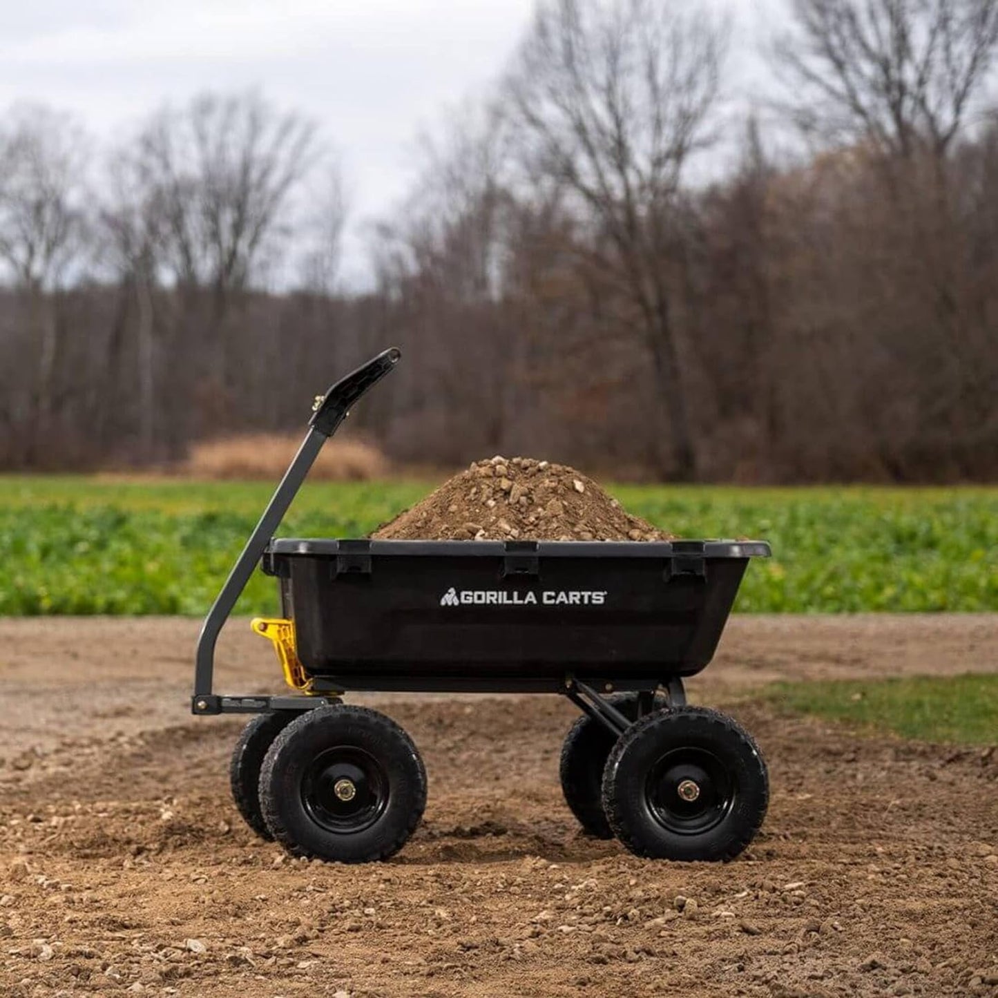 7GCG-NF Heavy-Duty Poly Dump Garden Cart with No-Flat Tires, 7 Cubic Feet, 1200-Pound Capacity, Black, Amazon Exclusive