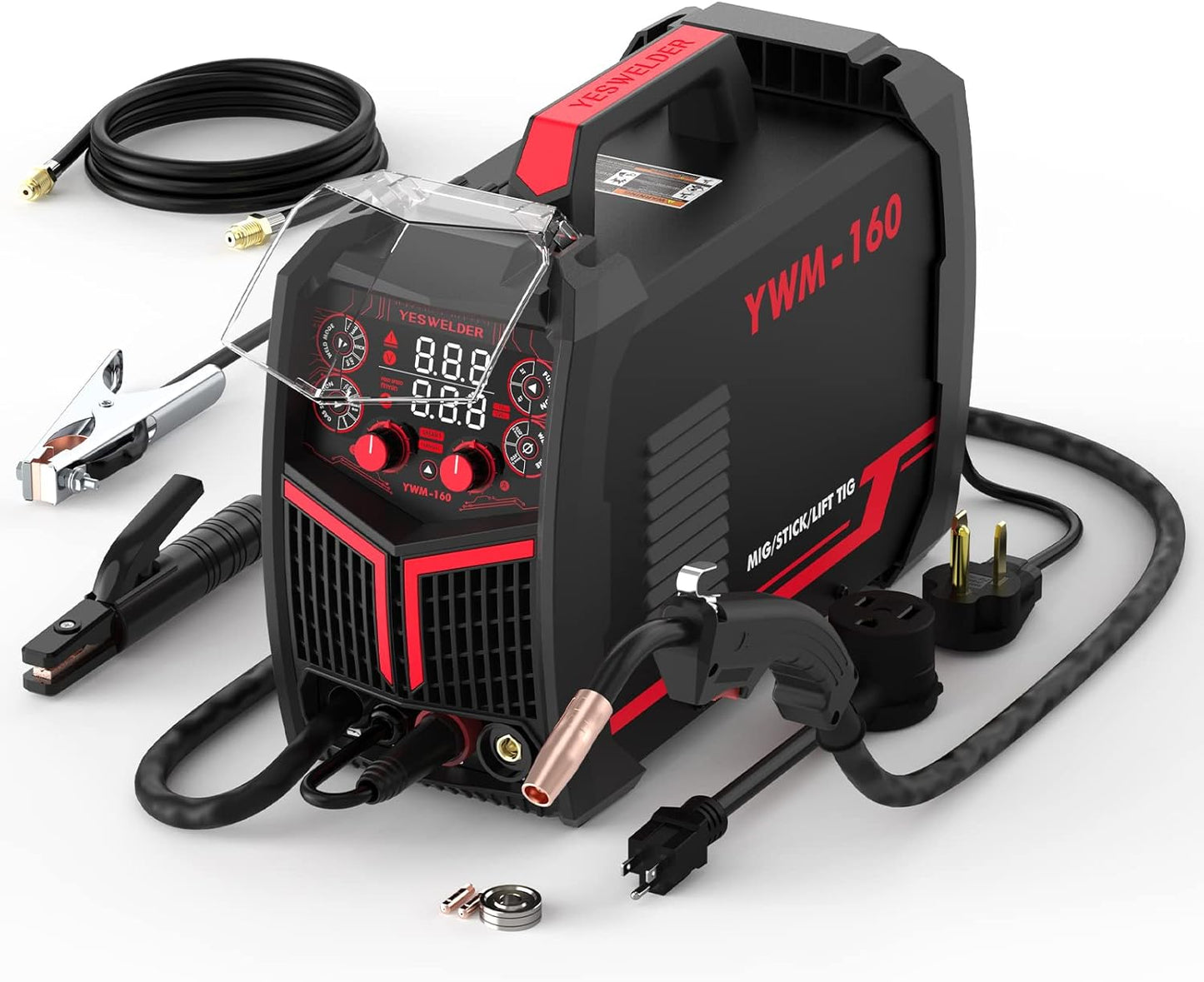 135Amp MIG Welder,110V Flux Core Welder Flux MIG/Lift TIG/Stick 3-in-1 Large LED Digital Display Welding Machine IGBT Inverter Welder FLUX-135PRO