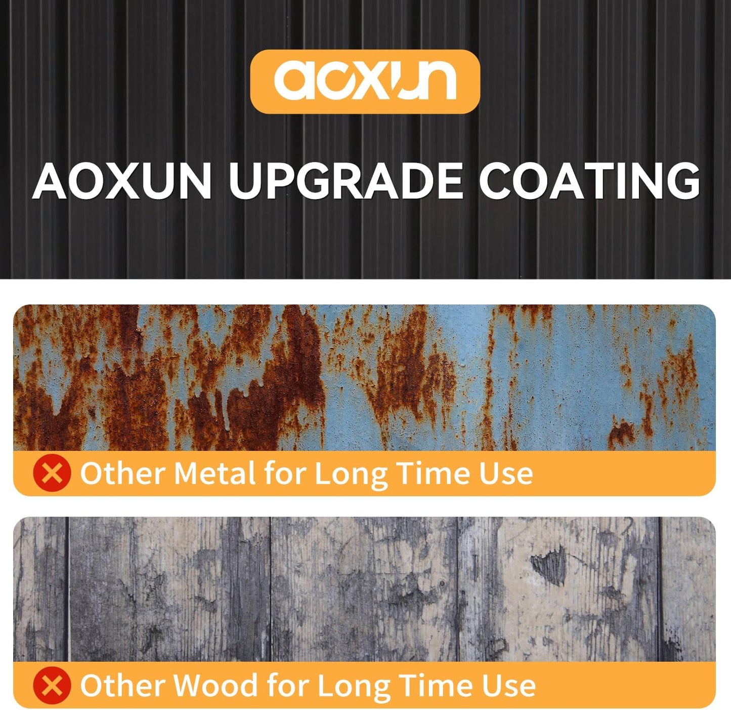 Aoxun 5x2.7 FT Outdoor Metal Storage Shed - Durable Water-Resistant Galvanized Steel, Sloping Roof Design, Lockable Door - Ideal for Tool Storage on Lawn, Patio & Backyard (Black)