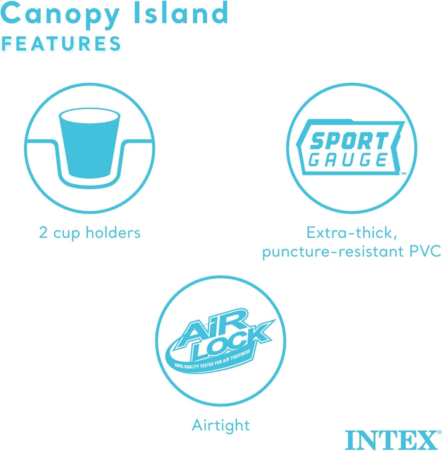 58292EP Canopy Island Inflatable Pool Float: Comfortable Lounge Surface – Built-in Cup Holders – Detachable Sunshade – 440lb Max Weight Capacity – 78.5" x 59"