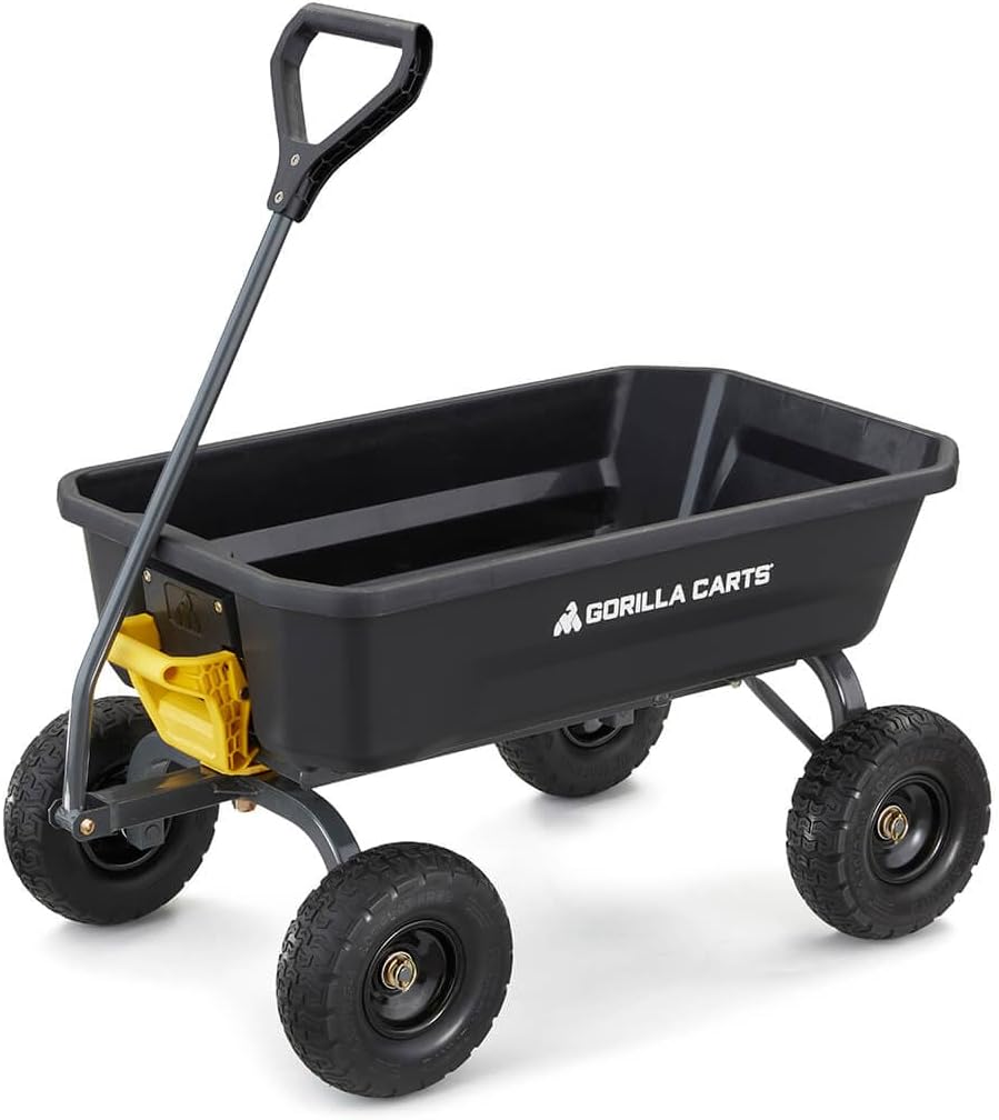 7GCG-NF Heavy-Duty Poly Dump Garden Cart with No-Flat Tires, 7 Cubic Feet, 1200-Pound Capacity, Black, Amazon Exclusive