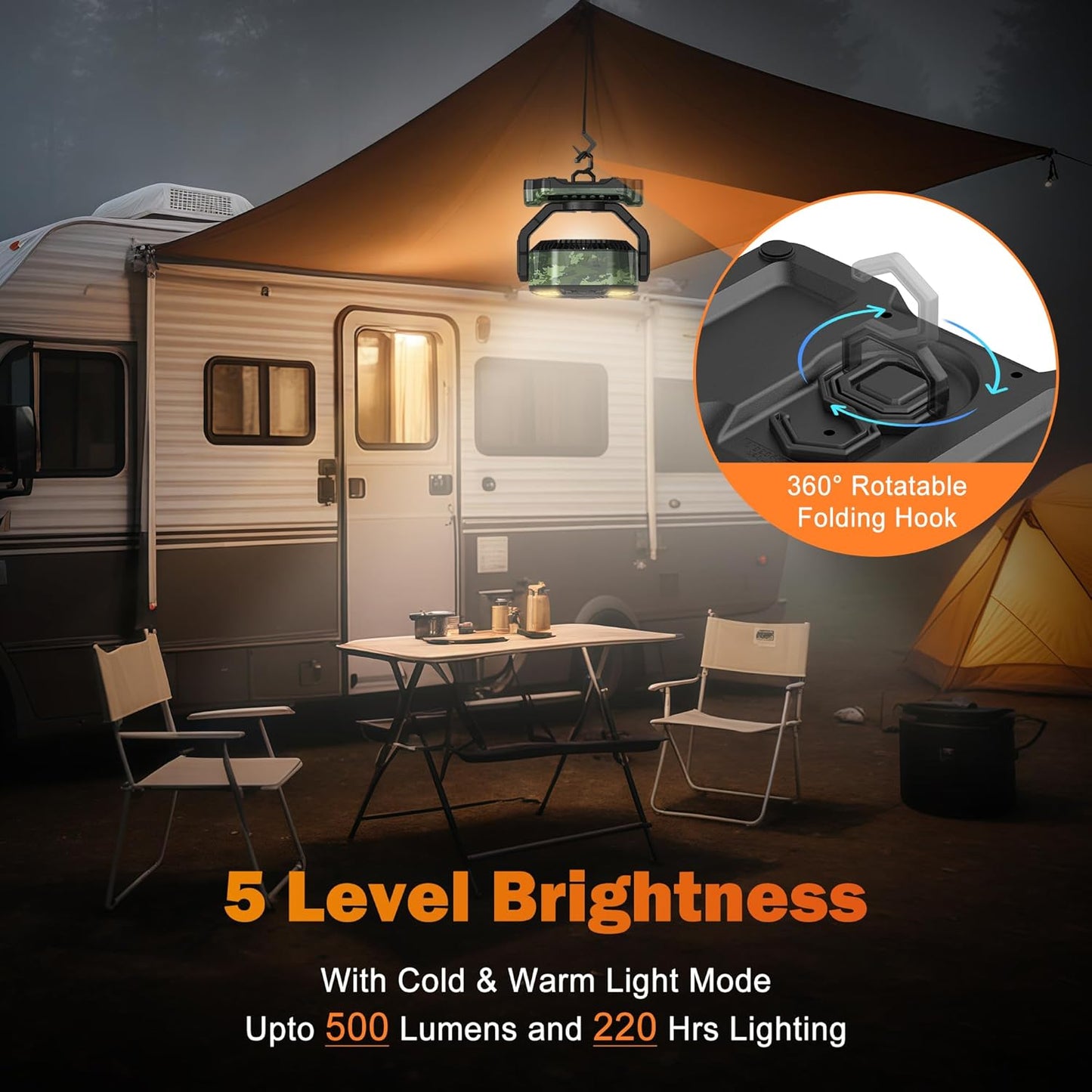 40000mAh Rechargeable Camping Fan, Battery Operated Fan with Light & Remote, 12" Portable Outdoor Fan, Auto Oscillating Battery Powered Floor Fan for Tent RV Car Travel Jobsite Hurricane Power Outages