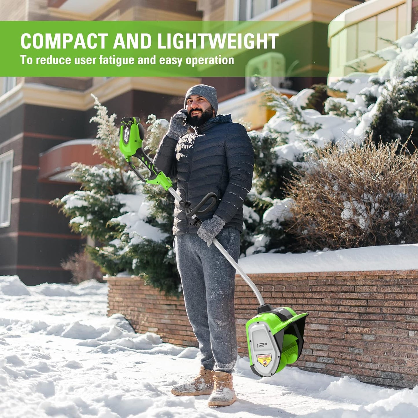 12-inch cordless snow shovel, includes 4.0Ah battery and charger