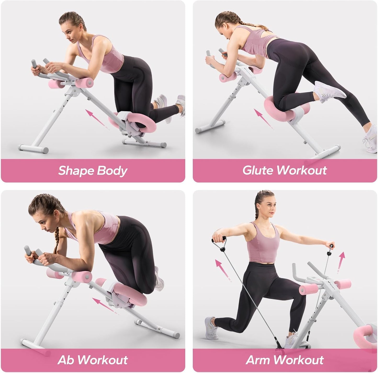 Ab Workout Equipment, Adjustable Ab Trainer Machine for Abs Workout at Home Gym, Foldable, Knee Protection, Abdominal Trainer for Stomach Workout
