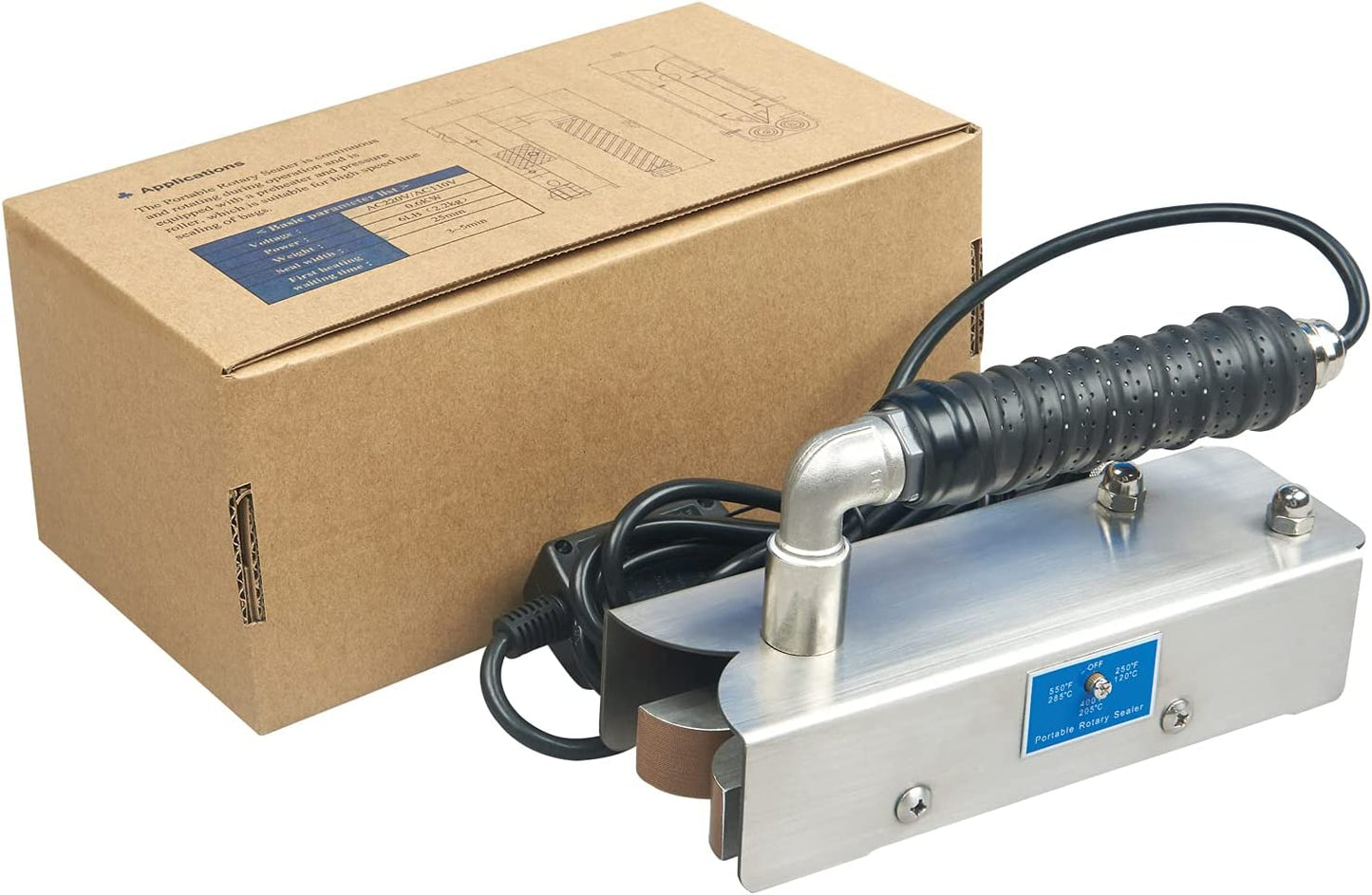 Sgpkme Continuous Hand Rotary Bag Sealer Model ROS-25 Stainless Steel Portable Directly-heated Hand Held Sealer