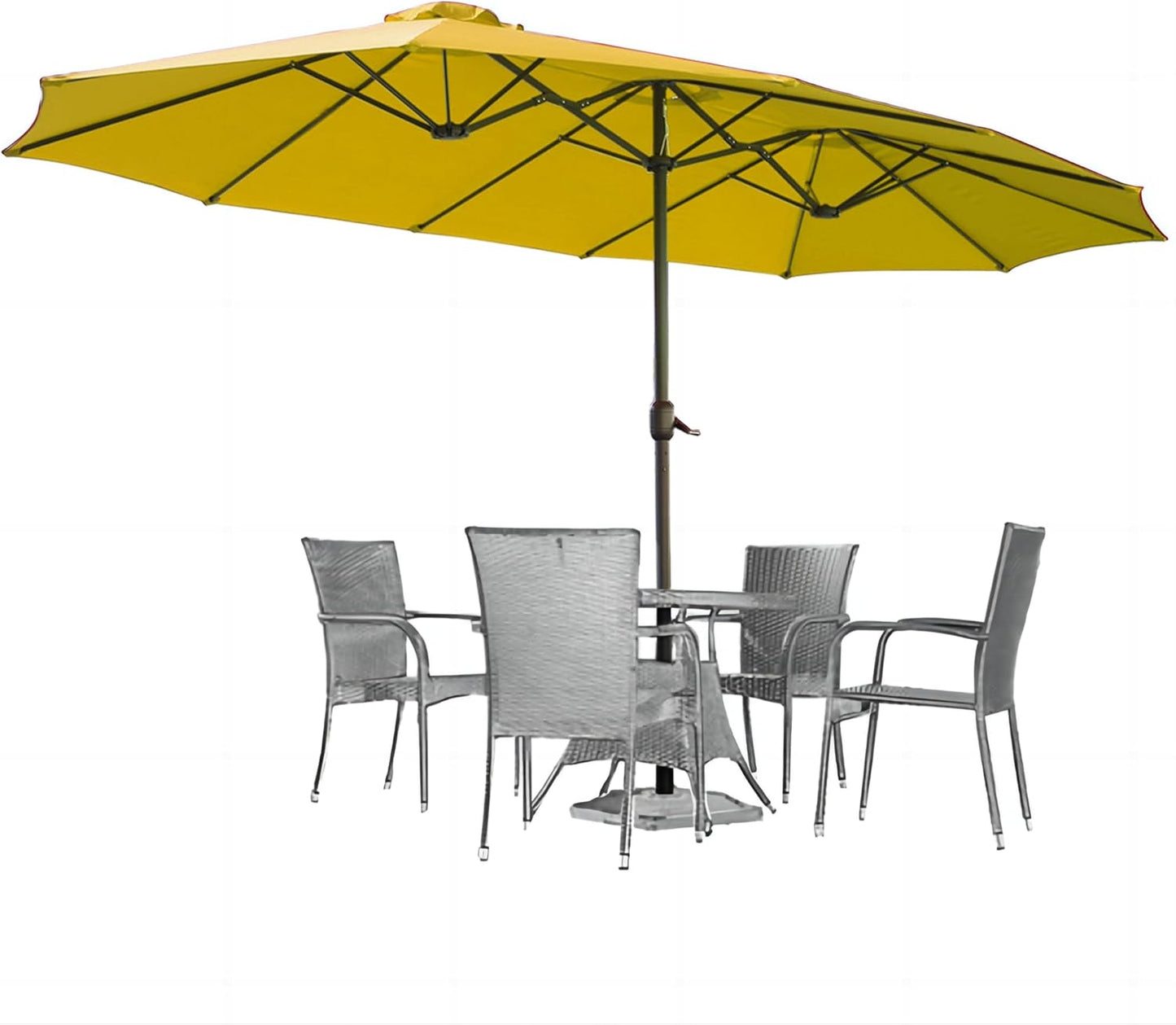 15ft Patio Umbrella with Solar Lights, Large Double Umbrella Outdoor, Rectangle 180''x106'' Umbrellas with 156 PCS LED Lights and Crank Handle for Backyard Deck Pool Shade in Black(1.9" Pole)