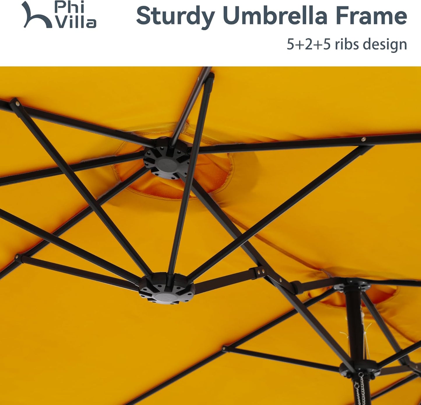 15ft Patio Umbrella Double-Sided Outdoor Market Extra Large Umbrella with Crank, Umbrella Base Included (Dark Red)