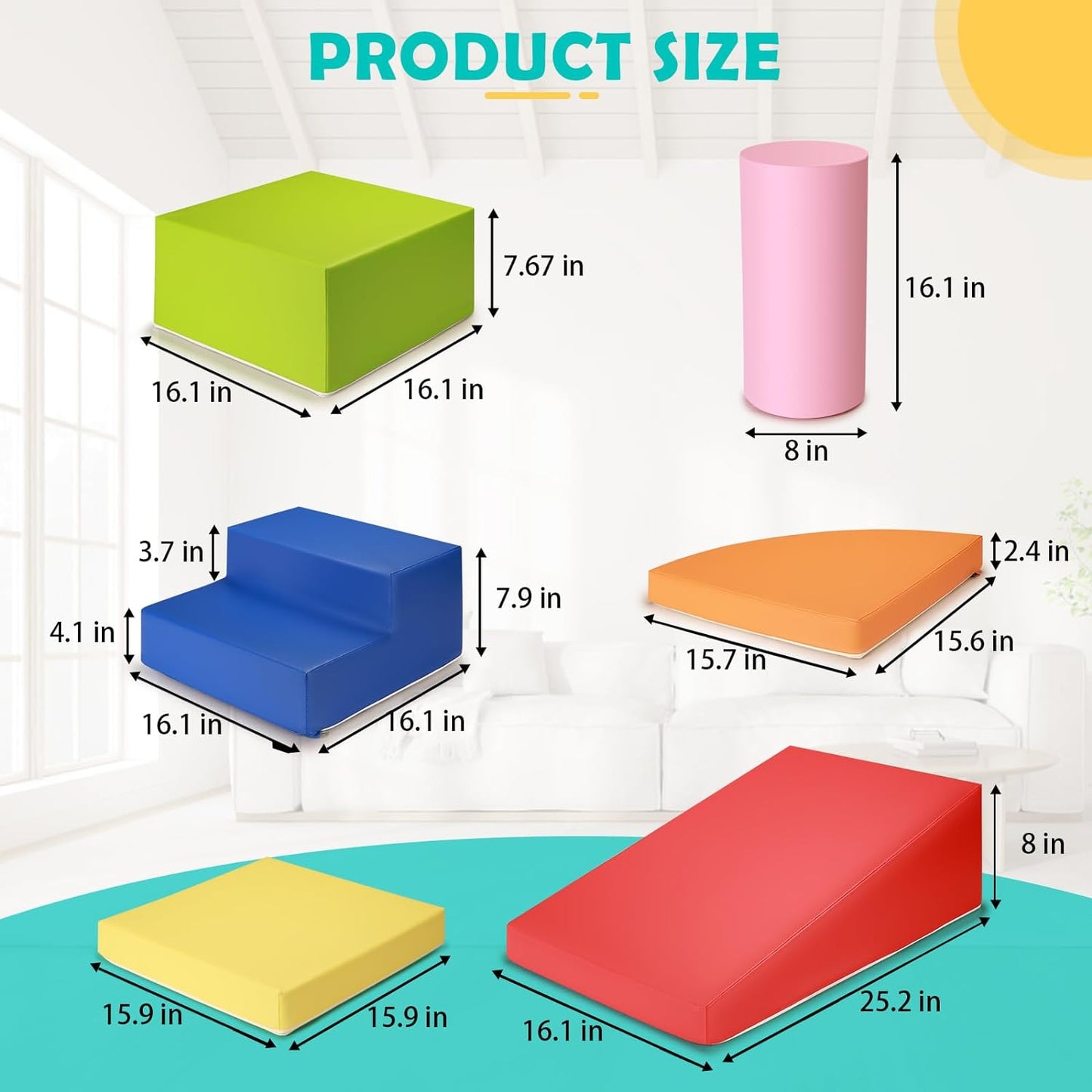 Set of 6 Foam Climbing Blocks for Toddlers - Indoor Baby Climbing Toys for Toddlers
