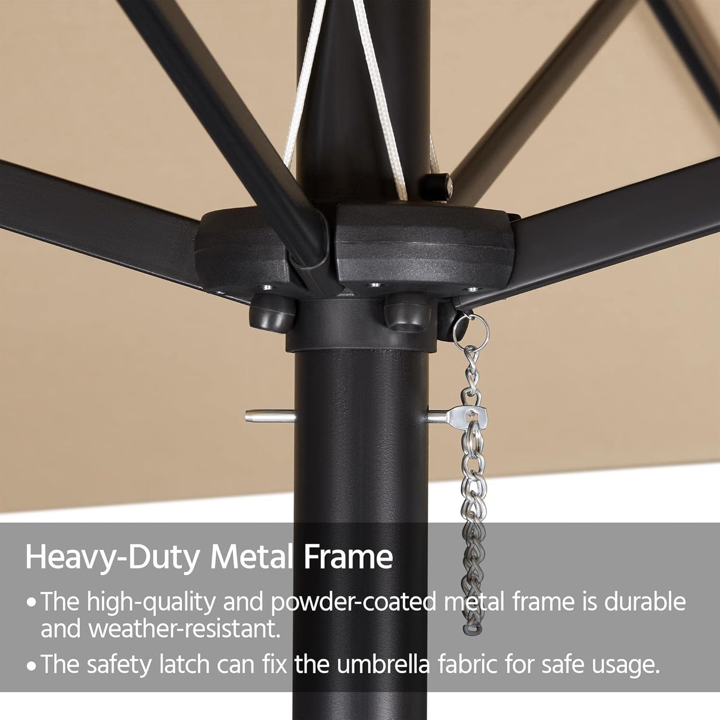 15 ft Large Patio Umbrella with Solar Lights Double-Sided Outdoor Rectangle Market Umbrellas with 36 LED Lights/Base Included/Easy Crank for Patio Garden Yard Pool Lawn, Brown