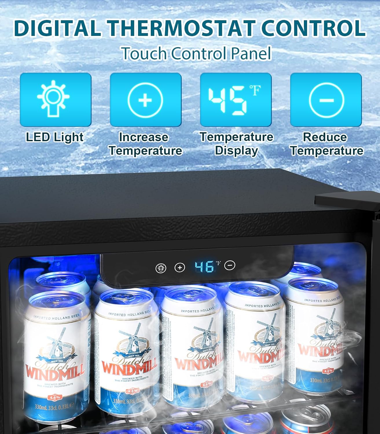 Mini Fridge 130 Can Beverage Refrigerator Cooler, 3.2 Cu.Ft Drink Fridge for Soda Wine Beer, Adjustable Temperature Control for Home Office, Black