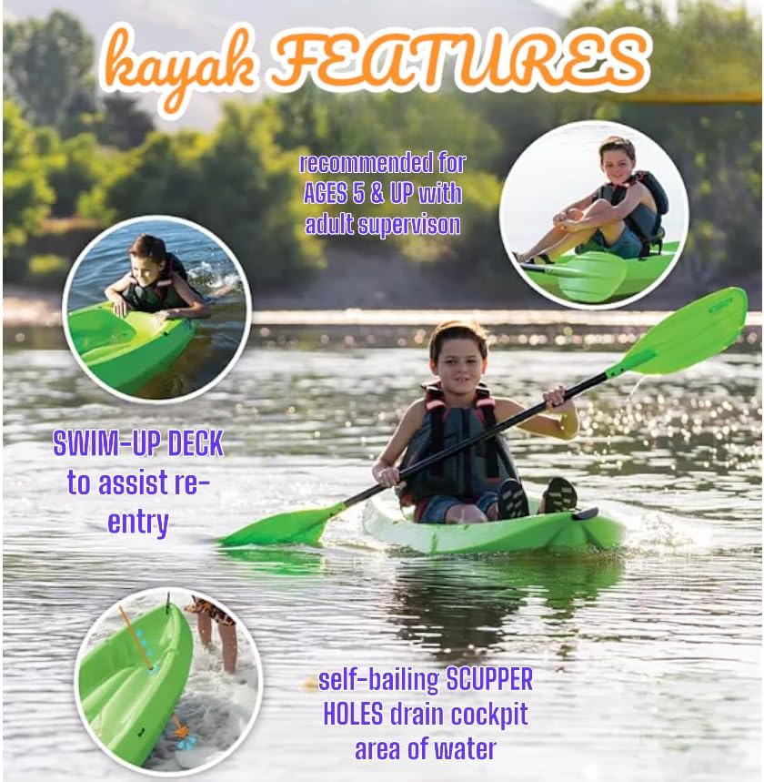 The Wave 6' Youth Kayak with Paddle. Designed for Stability and Safety, It's The Perfect Choice for Young Paddlers Ready to Conquer The Water