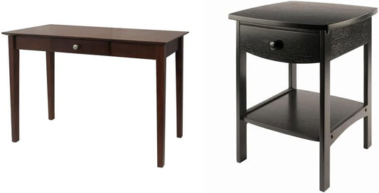 Lounge tables, antique walnut and Claire wood decorative tables
