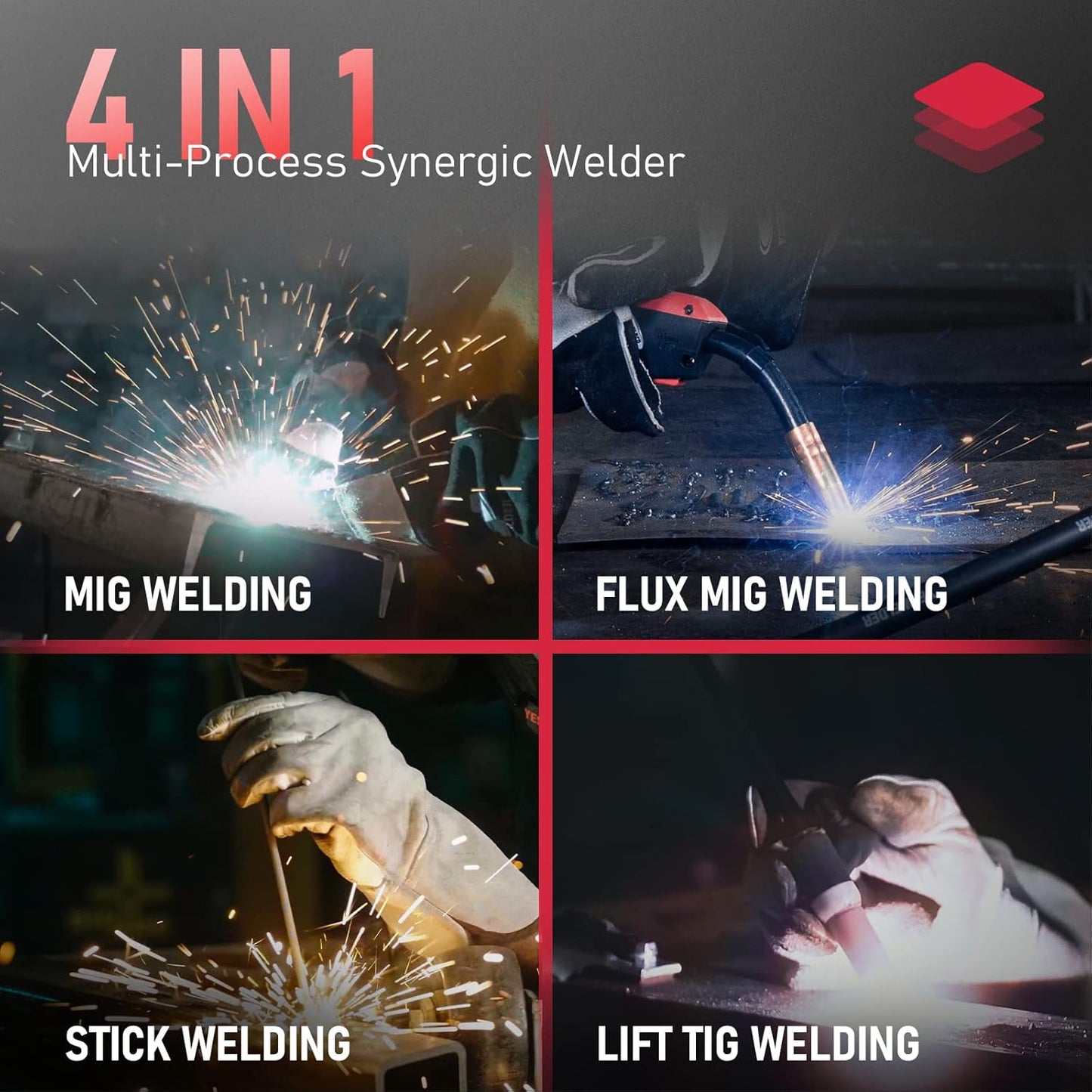 YESWELDER 135Amp MIG Welder,110V Flux Core Welder Flux Core MIG/Lift TIG/Stick 3-in-1 Large LED Digital Display Welding Machine IGBT Inverter Welder FLUX-135PRO