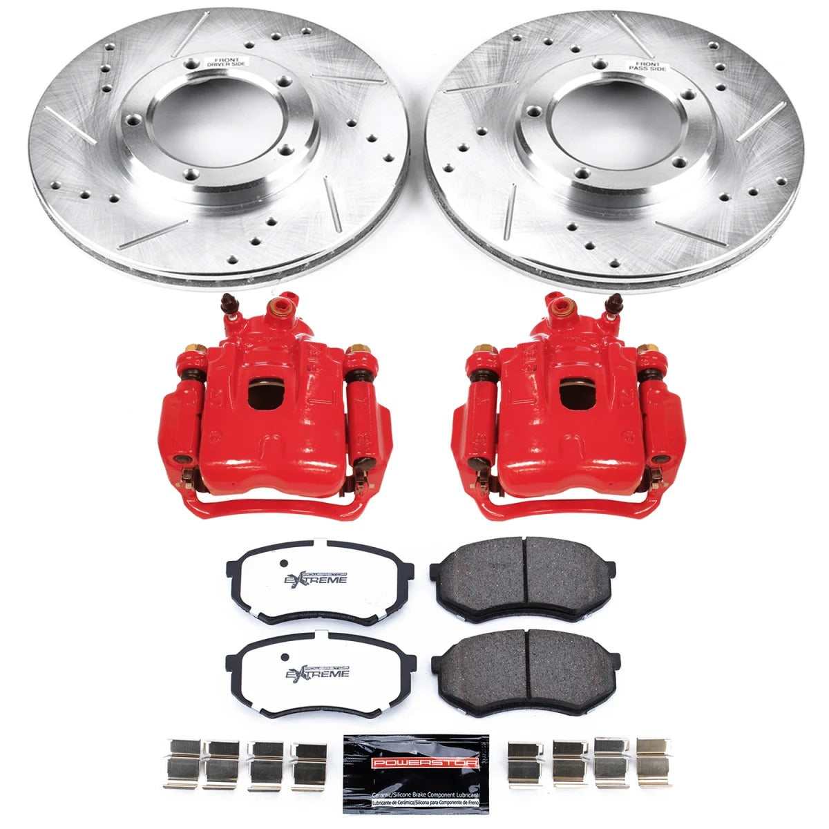 Powerstop 2001 Toyota Tacoma �� Front Z36 Z36 Truck Carbon-Fiber Ceramic Brake Pad, Drilled & Slotted Rotor + Calipers