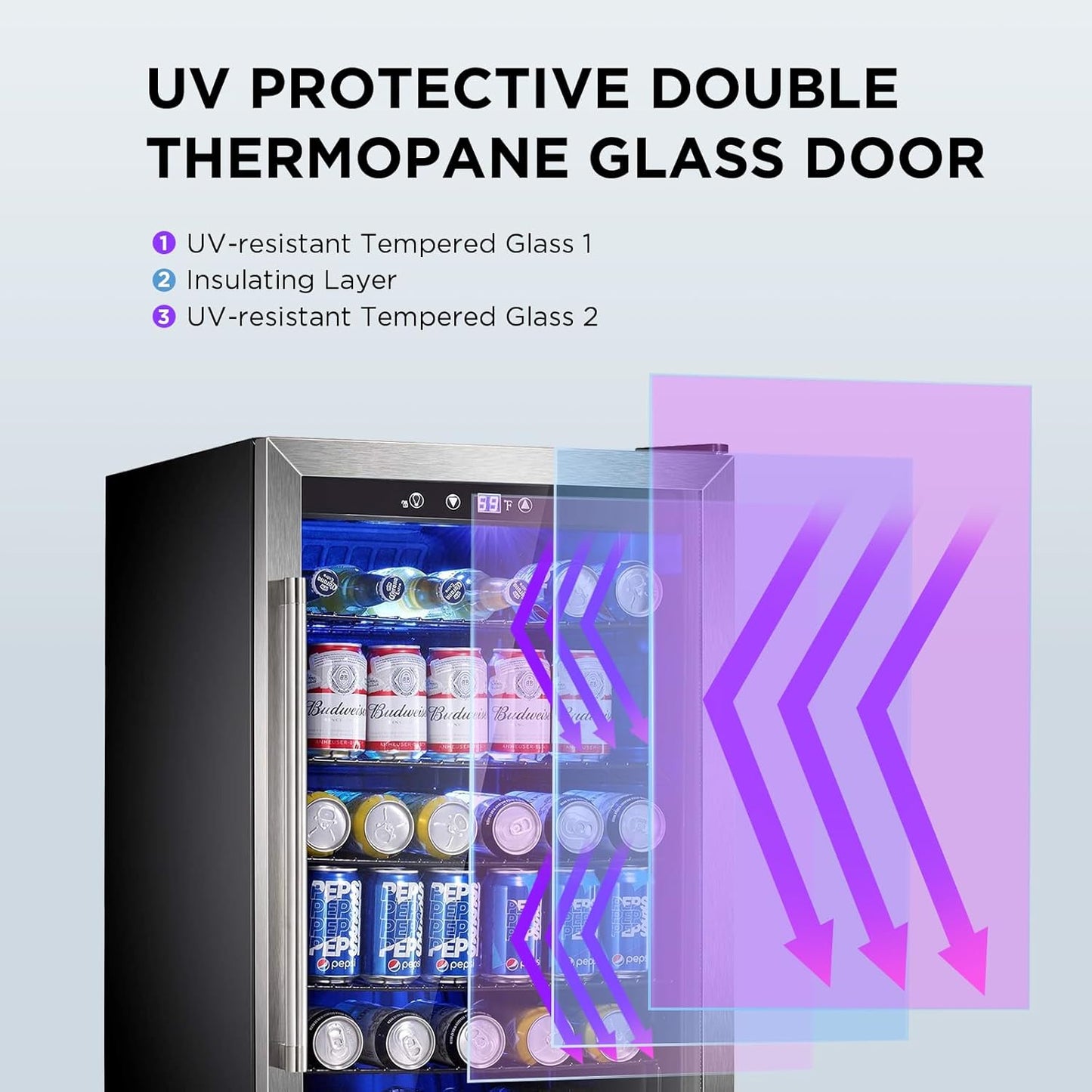 Mini Fridge 130 Can Beverage Refrigerator Cooler, 3.2 Cu.Ft Drink Fridge for Soda Wine Beer, Adjustable Temperature Control for Home Office, Black