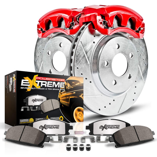 Powerstop 2001 Toyota Tacoma �� Front Z36 Z36 Truck Carbon-Fiber Ceramic Brake Pad, Drilled & Slotted Rotor + Calipers