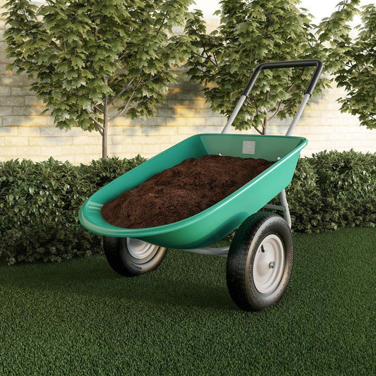 2-Wheeled Garden Wheelbarrow Large Capacity Rolling Utility Dump Cart for Residential DIY Landscaping, Lawn Care and Remodeling by Garden
