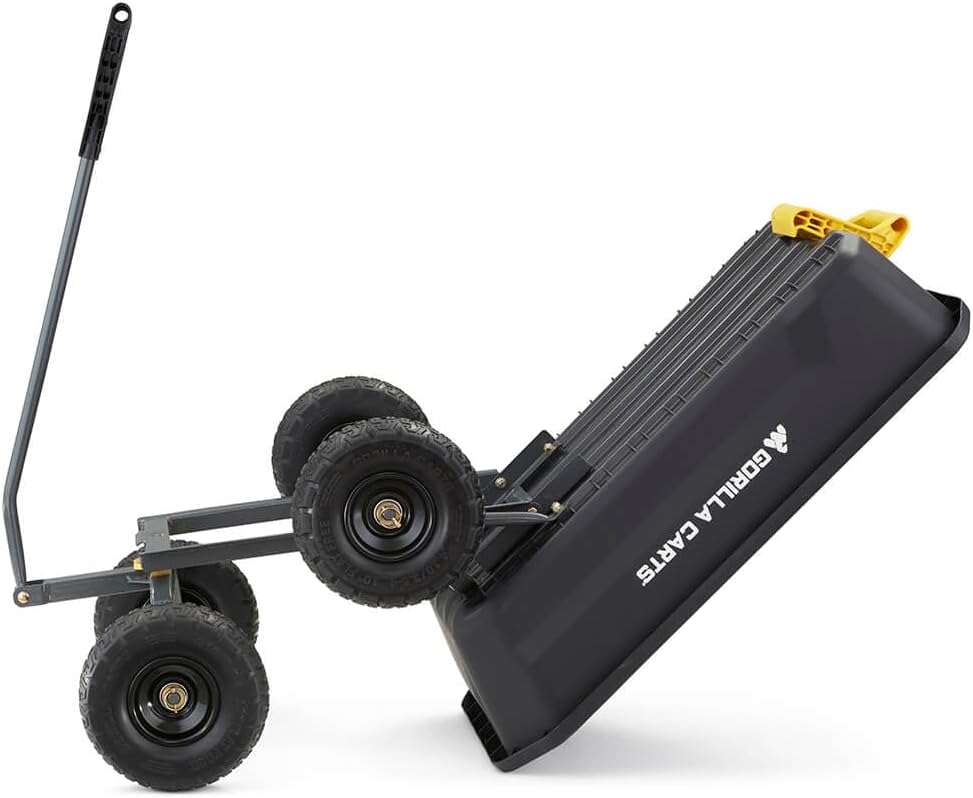 7GCG-NF Heavy-Duty Poly Dump Garden Cart with No-Flat Tires, 7 Cubic Feet, 1200-Pound Capacity, Black, Amazon Exclusive