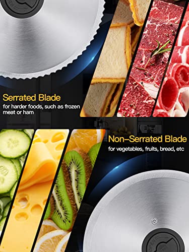 Meat Slicer, 200W Electric Food Slicer with Two Removable 7.5"Stainless Steel Blades