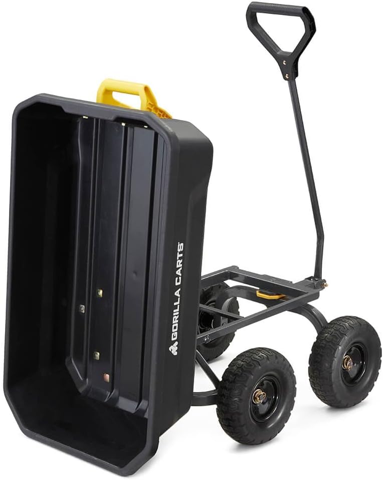 7GCG-NF Heavy-Duty Poly Dump Garden Cart with No-Flat Tires, 7 Cubic Feet, 1200-Pound Capacity, Black, Amazon Exclusive
