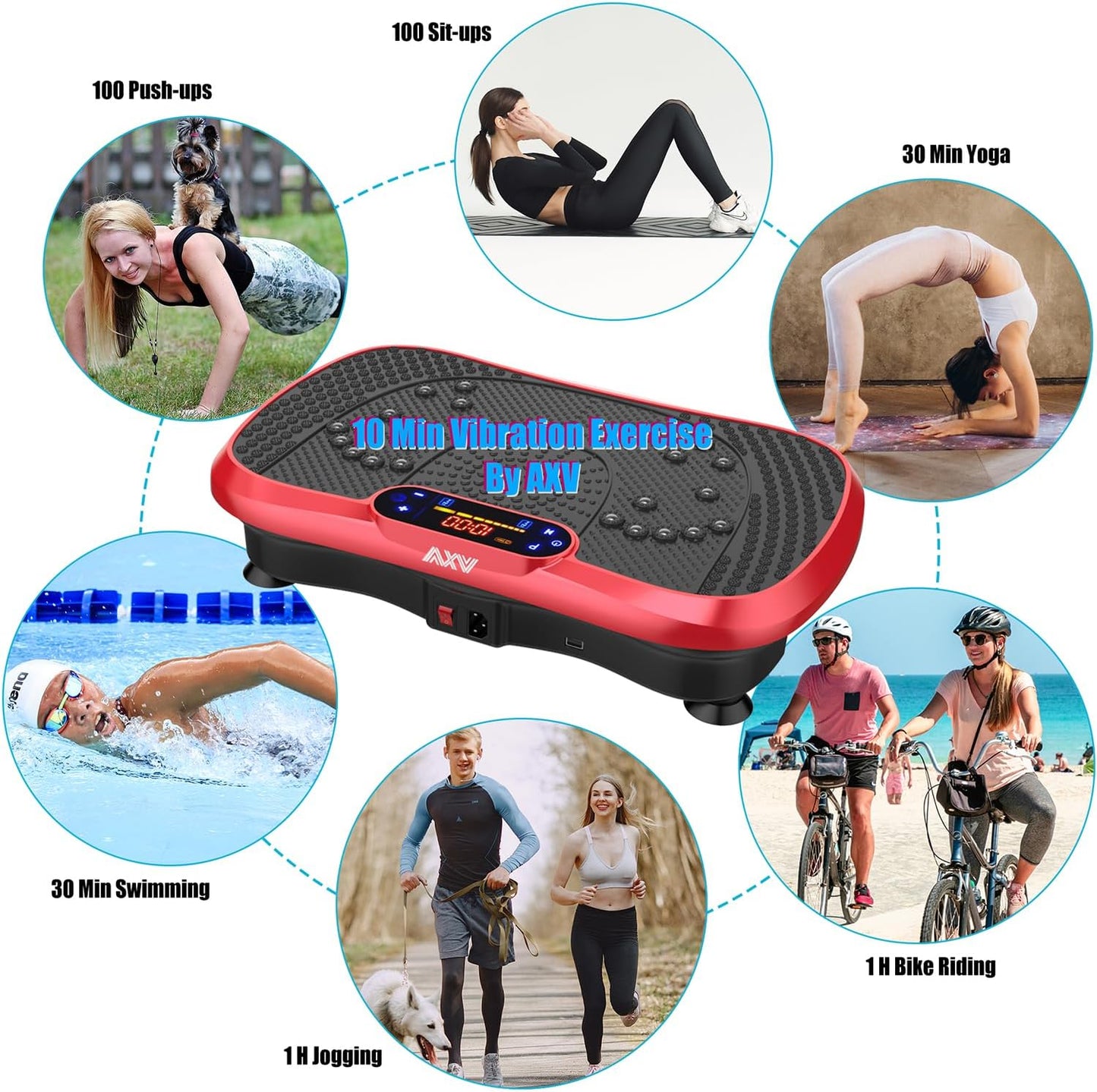 Vibration Plate Fitness Platform Exercise Machine Vibrating Lymphatic Drainage Shaking Full Body Shaker Workout Vibrate Stand Shake Board Sport Gym for Weight Loss Fat Burner for Women Men