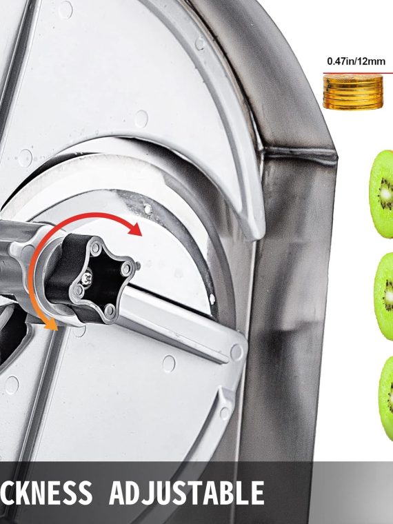 Stainless Steel Commercial Vegetable Slicer, Adjustable 0.2-12mm Thickness, Manual Multifunctional Slicer for Fruits & Vegetables