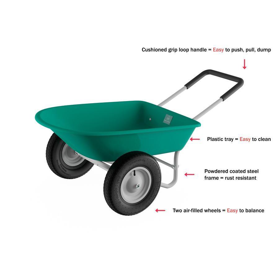 2-Wheeled Garden Wheelbarrow Large Capacity Rolling Utility Dump Cart for Residential DIY Landscaping, Lawn Care and Remodeling by Garden
