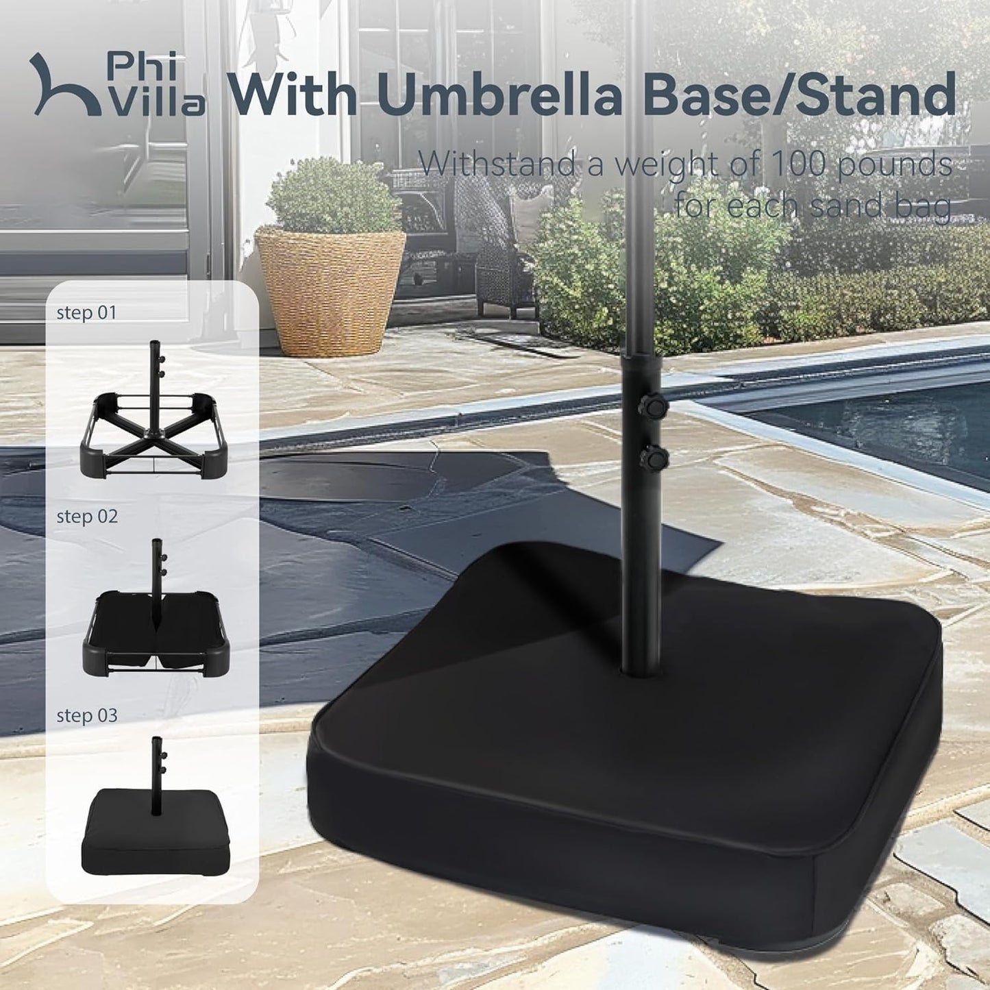 15ft Patio Umbrella Double-Sided Outdoor Market Extra Large Umbrella with Crank, Umbrella Base Included (Dark Red)