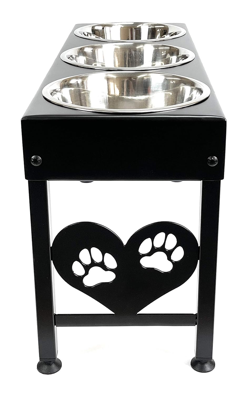 Pet Feeding Station Triple 3-Quart Metal Dog Bowl 16" Tall