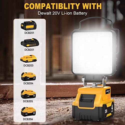 LIVOWALNY Cordless 20V Max LED Work Light for Dewalt 20v Battery 48W Flashlight