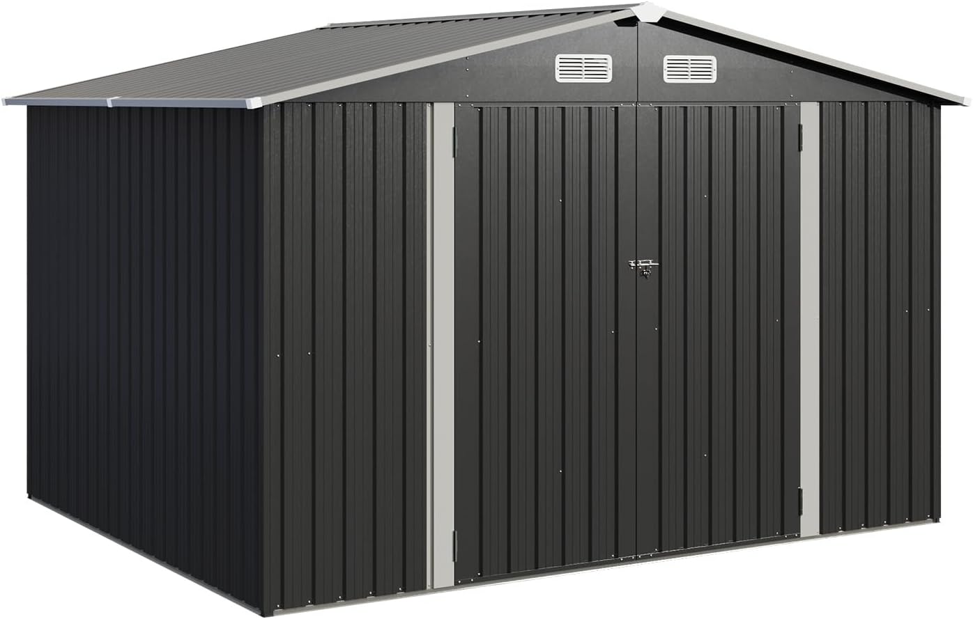 Aoxun 5x2.7 FT Outdoor Metal Storage Shed - Durable Water-Resistant Galvanized Steel, Sloping Roof Design, Lockable Door - Ideal for Tool Storage on Lawn, Patio & Backyard (Black)