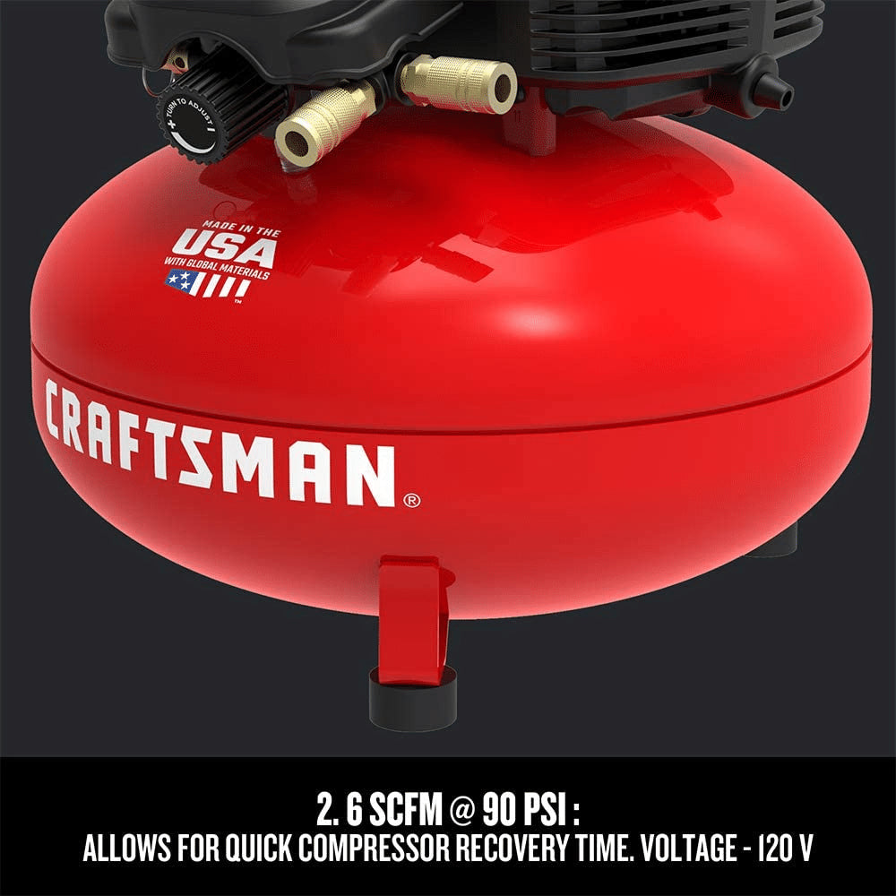 6 Gallon Pancake Air Compressor, Oil-Free, 150 PSI, Portable with Accessory Kit