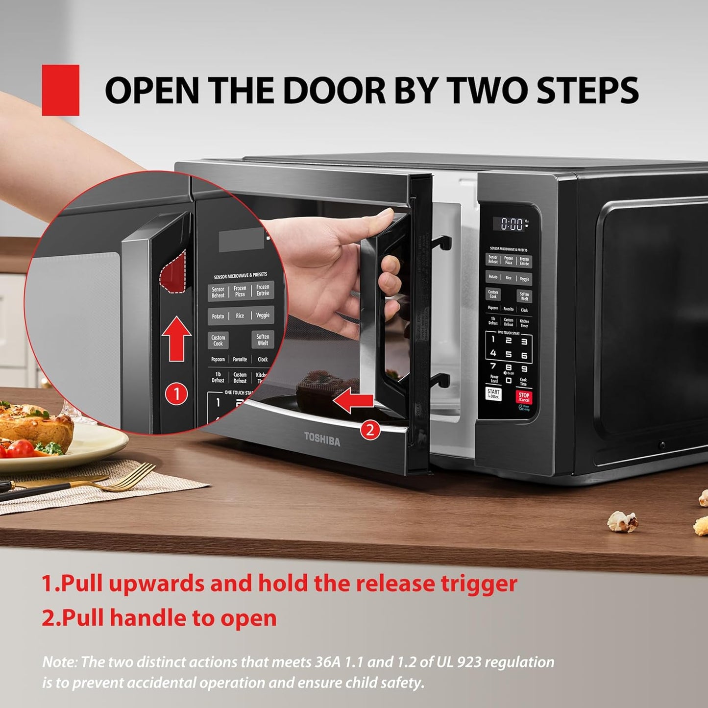 Air Fryer Combo 8-in-1 Countertop Microwave Oven, with Convection, Broil, Odor Removal Mode, 12.4" Position Memory Turntable, Child-Lock, 1.0 Cu.ft, Black Stainless Steel, ML2-EC10SA(BS)