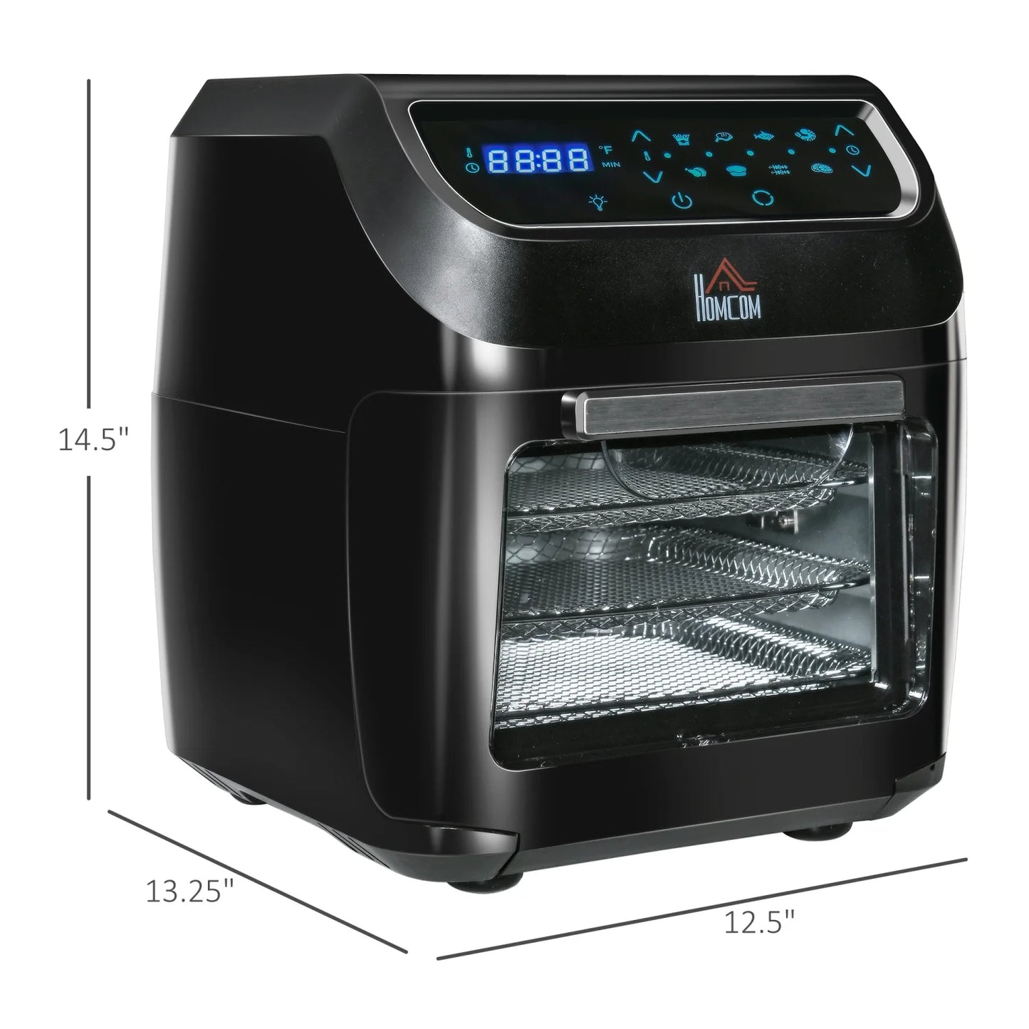 12QT Air Fryer Oven Combo, 8-in-1, 1700W, LED Display, Black, Includes Accessories
