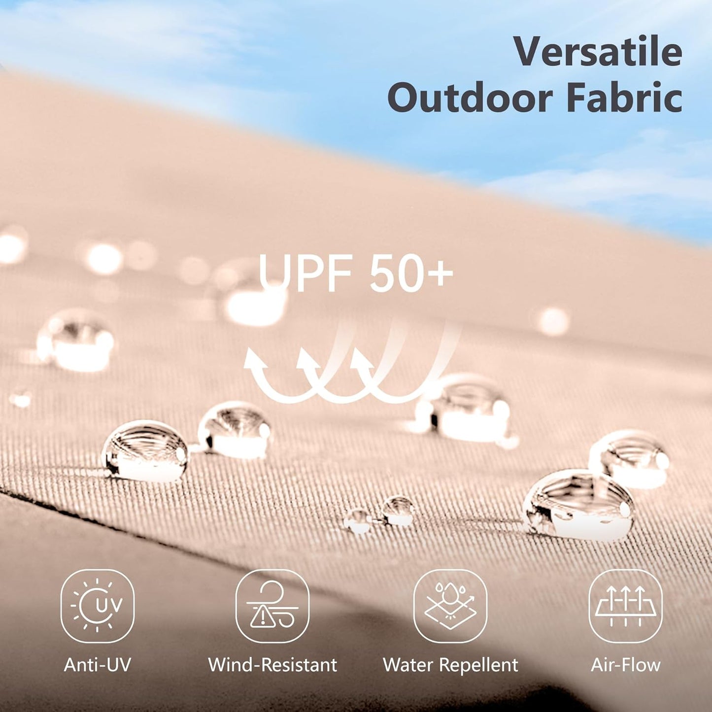 15ft Double Sided Patio Umbrella with Solar Lights, Outdoor Large Umbrellas with Crank Handle and 36 LED Lights, Rectangular Market Umbrella with Base Included for Deck Pool Shade