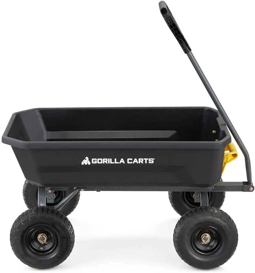 7GCG-NF Heavy-Duty Poly Dump Garden Cart with No-Flat Tires, 7 Cubic Feet, 1200-Pound Capacity, Black, Amazon Exclusive