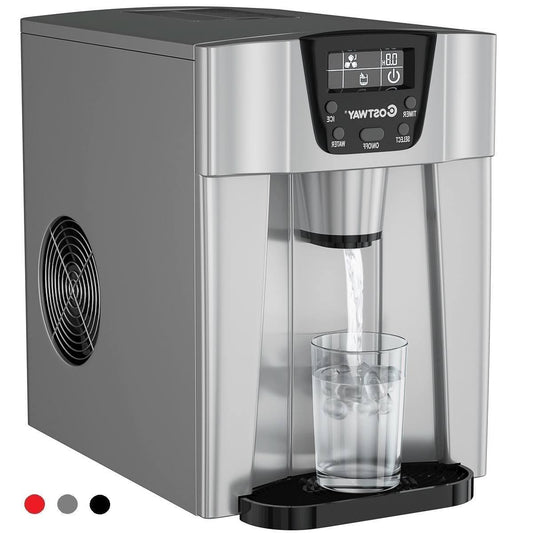 2 in 1 Ice Maker Water Dispenser Countertop 36lbs/24H LCD Display Portable New �� Black