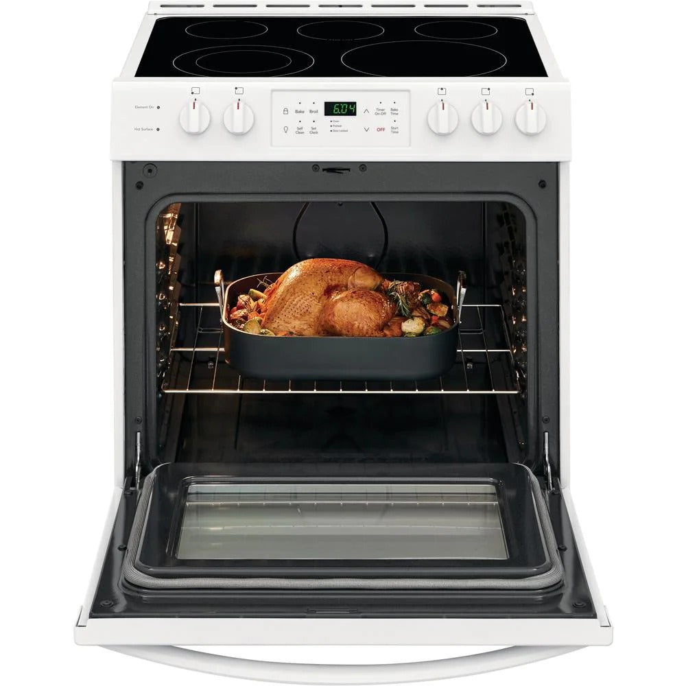 30 in. 5.0 cu. ft. Single Oven �� White with NVS Black Glass